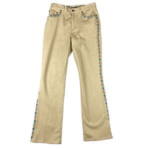 Lauren Jeans Co. Ralph Lauren Womens Size 4 Stretch Southwest Beaded Khaki Jeans